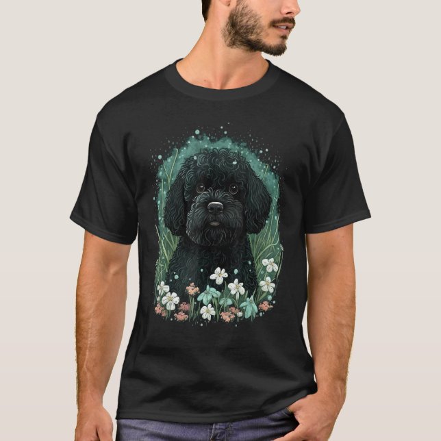 Cute Portie Dog on Portuguese Water Dog T-Shirt (Front)