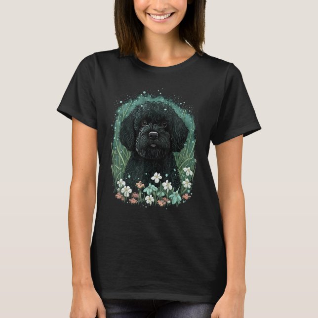 Cute Portie Dog on Portuguese Water Dog T-Shirt (Front)