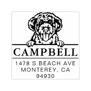 Cute Portuguese Water Dog Custom Dog Address  Self-inking Stamp