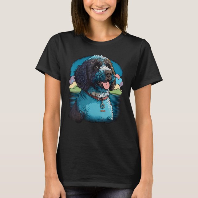 Cute Portuguese Water Dog on Portuguese Water Dog  T-Shirt (Front)