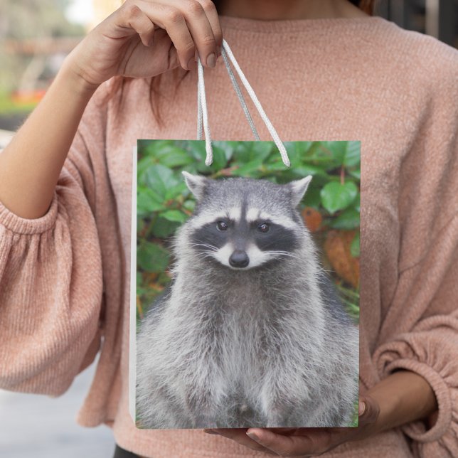 Cute Posing Racoon Wildlife Photo Medium Gift Bag (In Situ)
