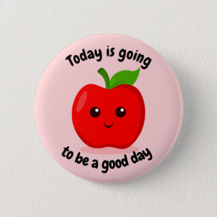 Cute Positive Motivational Kawaii Apple 6 Cm Round Badge