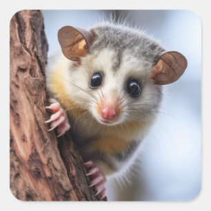 Cute Possum Animal Nature Wildlife Square Sticker