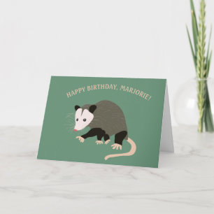 Cute Possum Illustration Personalised Birthday Card