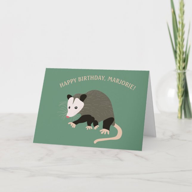 Cute Possum Illustration Personalised Birthday Card (Front)