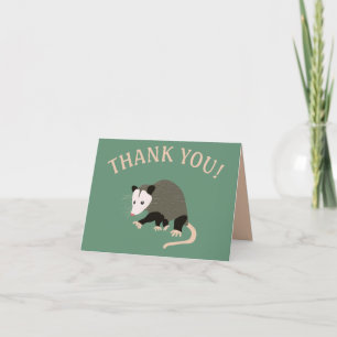 Cute Possum Illustration Personalised Light Green Thank You Card