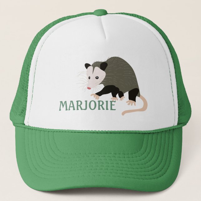 Cute Possum Illustration Personalised Trucker Hat (Front)