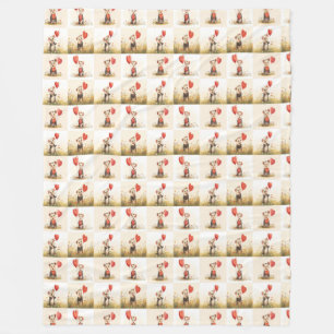 Cute Possum Pattern Fleece Blanket