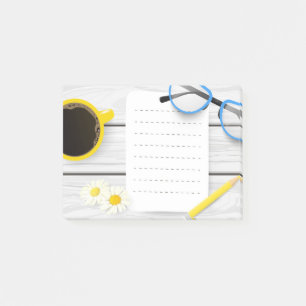 Cute Post-it® Notes with Coffee & Flowers