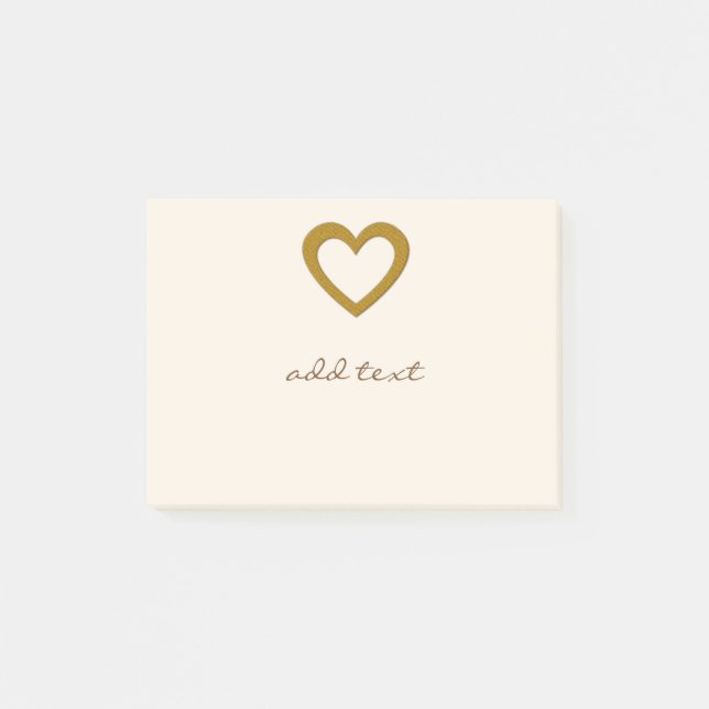Cute Post It With Love Gold Heart Post-it Notes (Front)