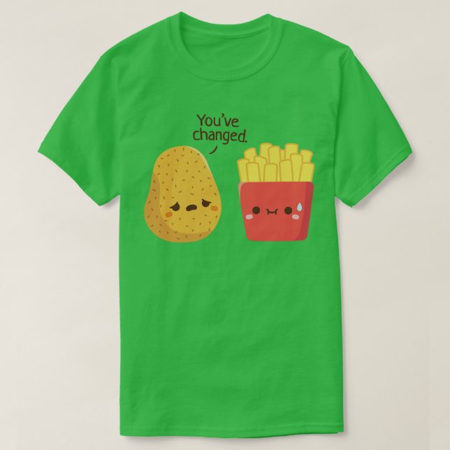 Cute Potato And French Fries Funny T-Shirt (Design Front)
