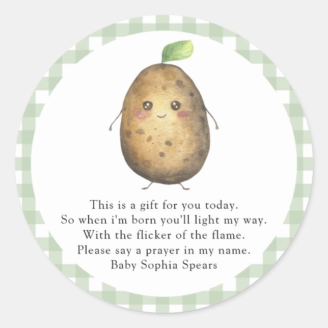 Cute potato - Prayer candle label (Front)