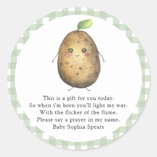 Cute potato - Prayer candle label