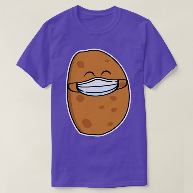Cute Potato Wearing A Face Mask T-Shirt (Design Front)
