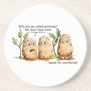 Cute Potatoes has Toes Funny Potato Pun   Coaster