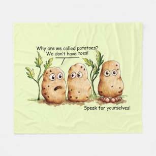 Cute Potatoes has Toes Funny Potato Pun  Fleece Blanket