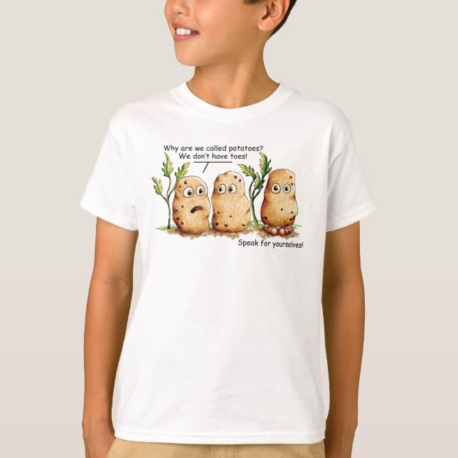 Cute Potatoes Toes Funny Potato Pun Boy T-Shirt (Front)