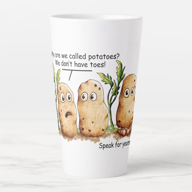 Cute Potatoes Toes Funny Potato Pun Latte Mug (Front)