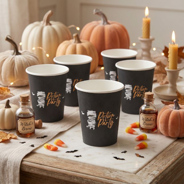 Cute Potion Party Mummy Cat Halloween Paper Cups (Creator Uploaded)