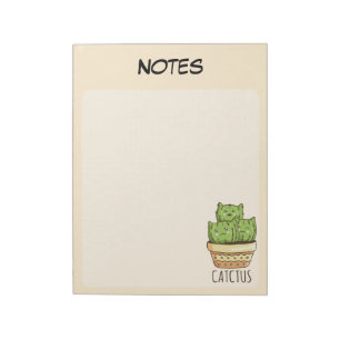 Cute Potted Cactus Botanical Lined Notes Notepad