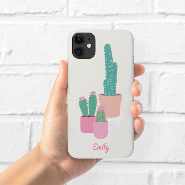 Cute Potted Cactus Phone Case | Cream (Creator Uploaded)