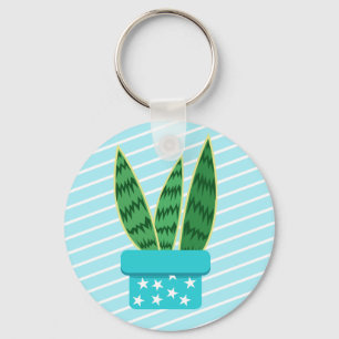 Cute Potted Kawaii Snake Plant Succulent Key Ring