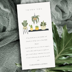 Cute Potted Leafy Succulent Plants Baby Shower Thank You Card