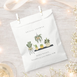Cute Potted Leafy Succulent Plants Bridal Shower Favour Bags