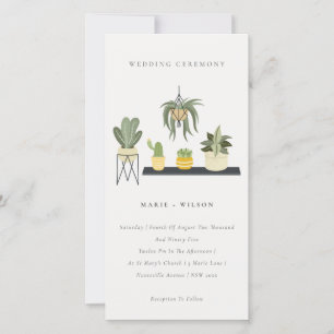 Cute Potted Leafy Succulent Plants Wedding Invite