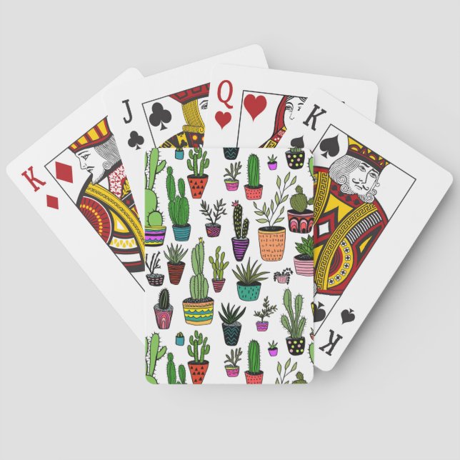 Cute Potted PLants Cacti Succulents Colourful  Playing Cards (Back)