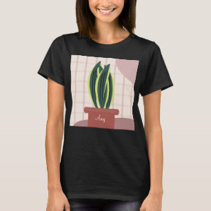 Cute  Potted Snake Plant Personalised Name  T-Shirt