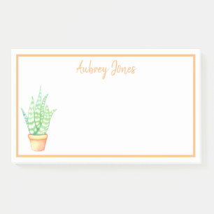 Cute Potted Snake Plant Succulent   Personalised Post-it Notes