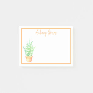 Cute Potted Succulent   Personalised Post-it Notes