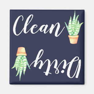 Cute Potted Succulents Clean Dirty Dishwasher Magnet