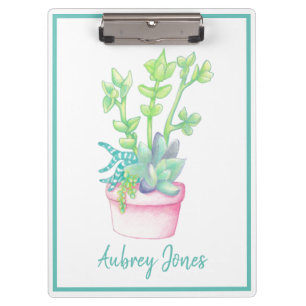 Cute Potted Succulents   Personalised Clipboard