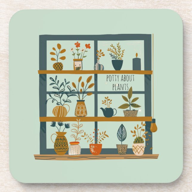 Cute Potty About Plants Coaster (Front)