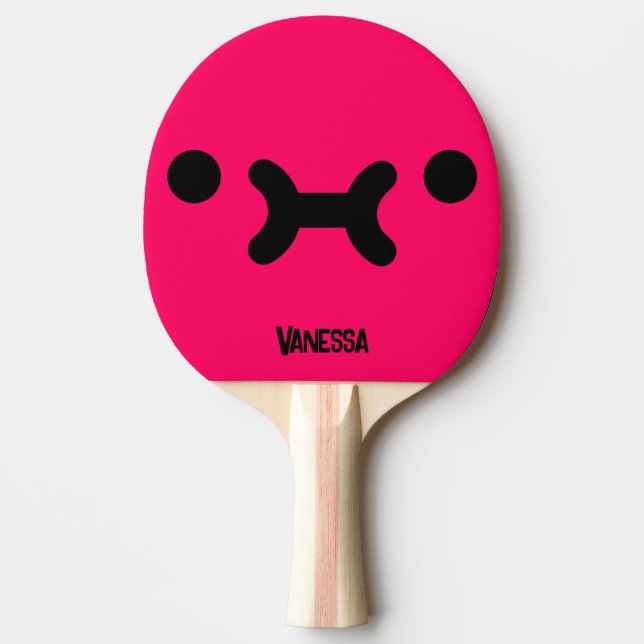 Cute Pouty Face Pink with Name Ping Pong Paddle (Front)