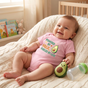Cute Powered by Milk Fuelled by Love Avocado Pink Baby Bodysuit