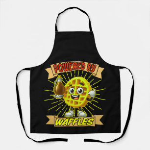 cute powered by waffles art design apron