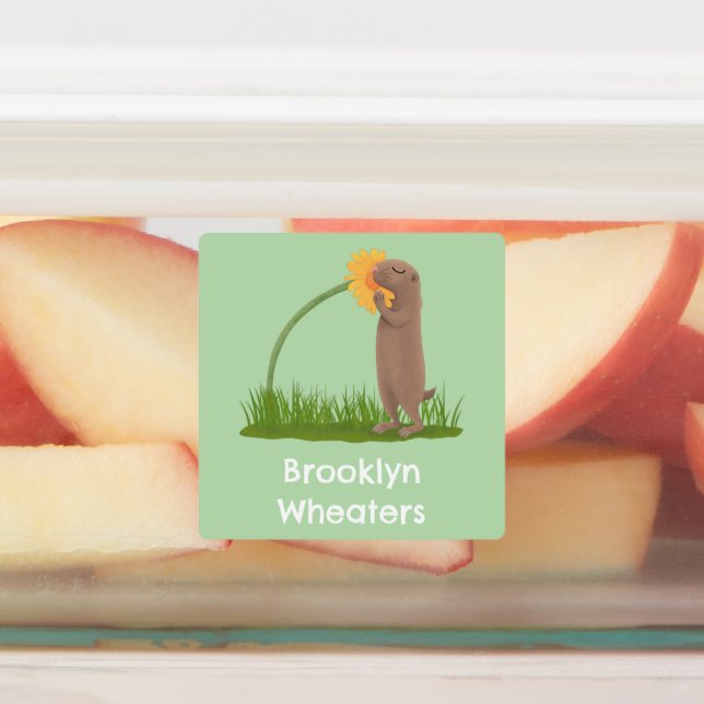 Cute prairie dog and flower cartoon personalised (Affixed)