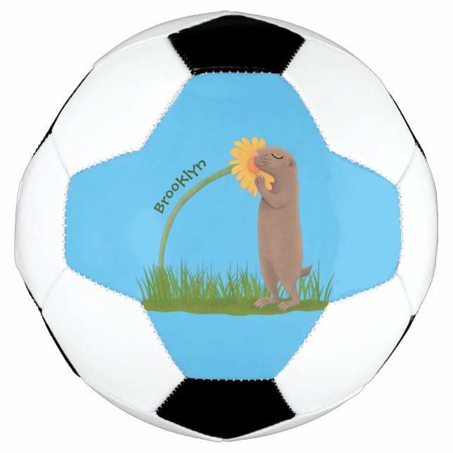 Cute prairie dog sniffing flower cartoon football (Front)