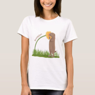Cute prairie dog sniffing flower cartoon T-Shirt