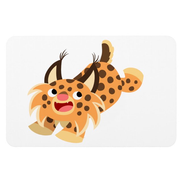 Cute Prankish Cartoon Bobcat Flexible Magnet (Horizontal)
