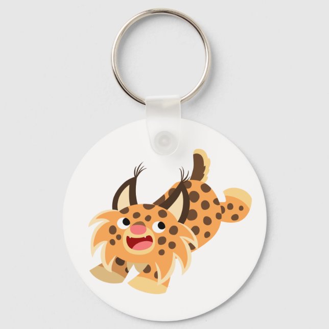 Cute Prankish Cartoon Bobcat Keychain (Front)