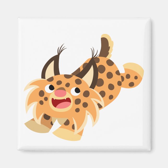 Cute Prankish Cartoon Bobcat Magnet (Front)