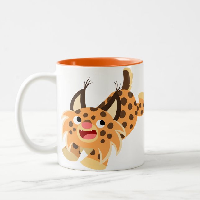 Cute Prankish Cartoon Bobcat Mug (Left)