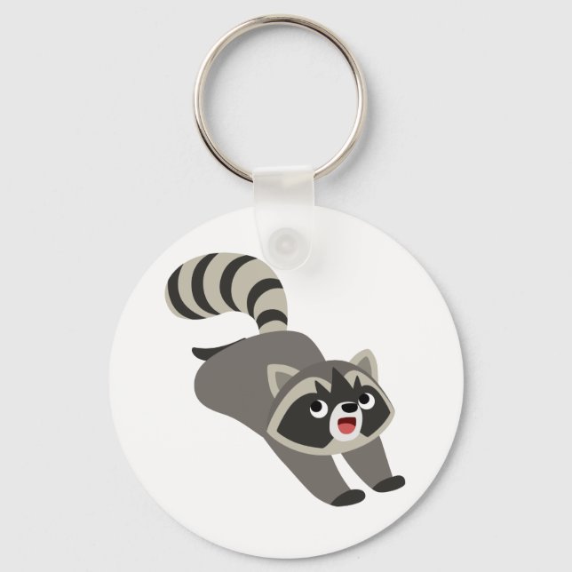 Cute Prankish Cartoon Racoon Key Ring (Front)
