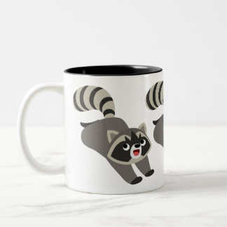 Cute Prankish Cartoon Racoon Two-Tone Coffee Mug