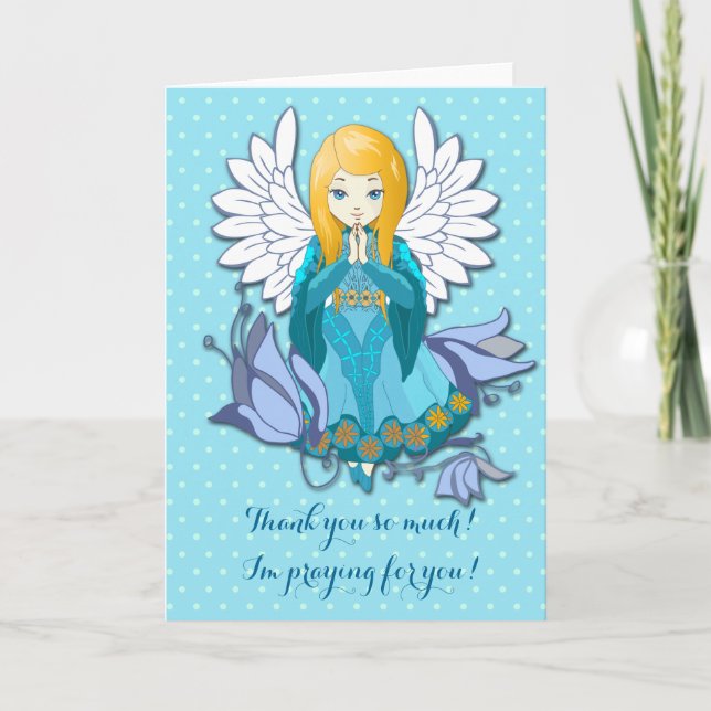 Cute praying Angel girl. Cartoon illustration Card (Front)