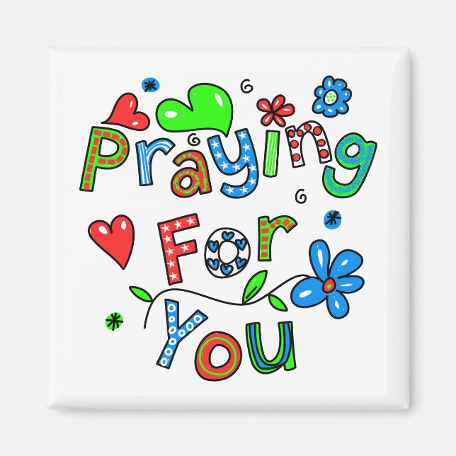 Cute Praying For You Greeting Text Expression Magnet (Front)